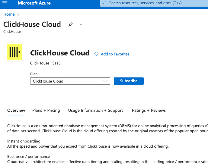 ClickHouse Cloud 登録情報フォーム