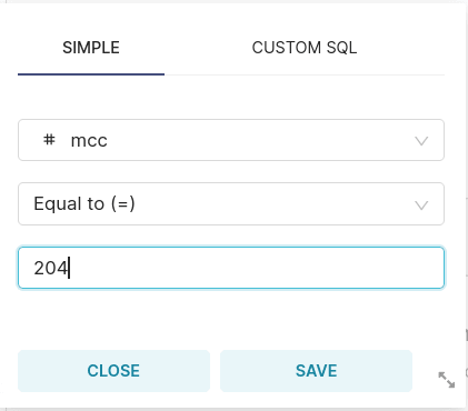 التصفية حسب MCC 204