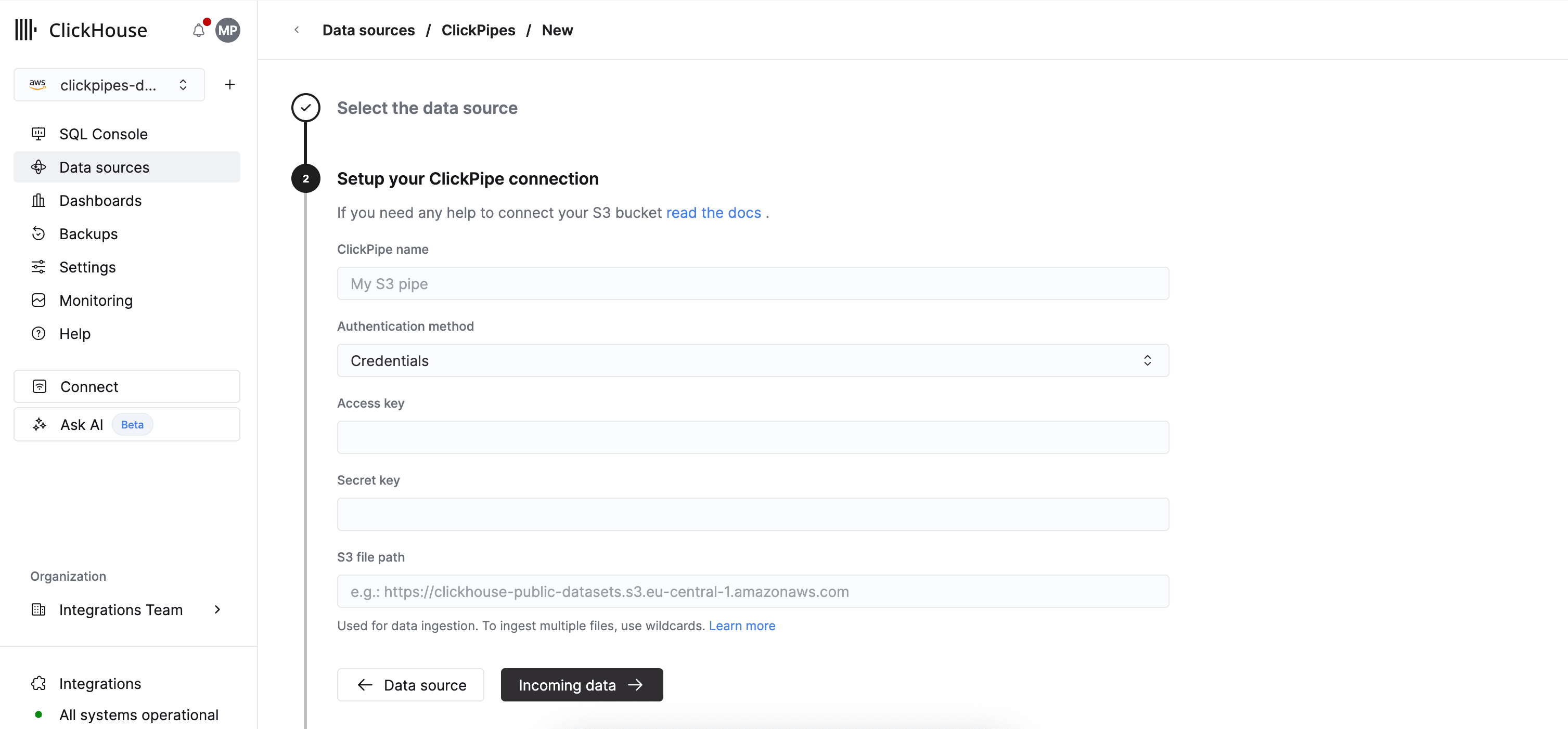 Renseignez les informations de connexion