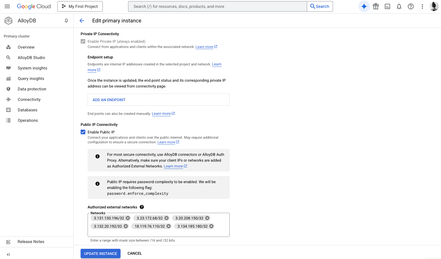 IP 許可リストを使用してパブリックアクセス用のネットワークを設定する