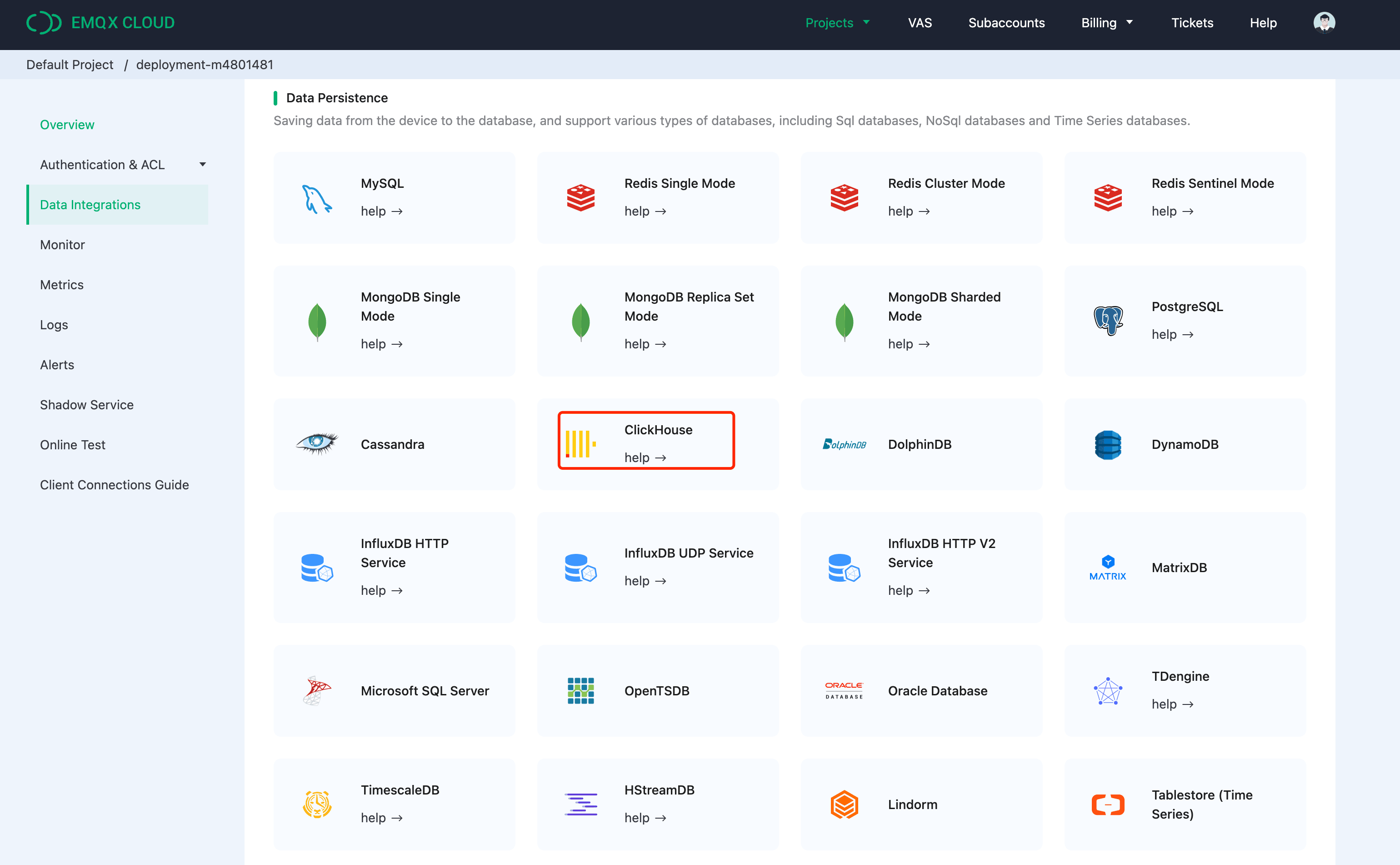 Сведения о коннекторе интеграции данных ClickHouse в EMQX Cloud
