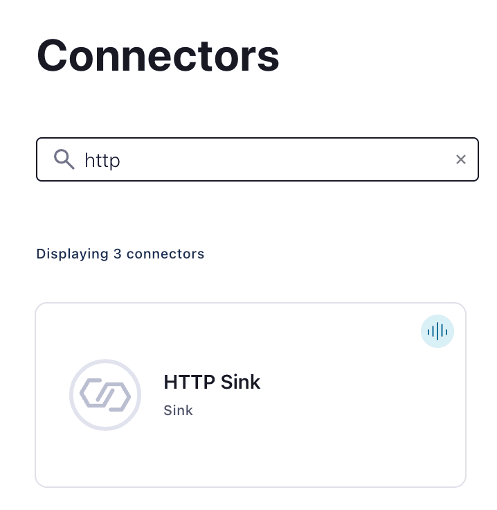 HTTP Sink コネクタの作成方法を示す Confluent Cloud のインターフェイス