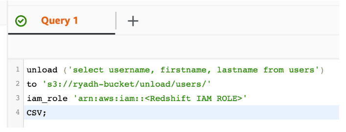 UNLOAD de Redshift a S3