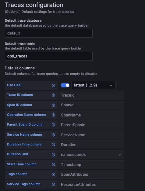 Configuration des traces