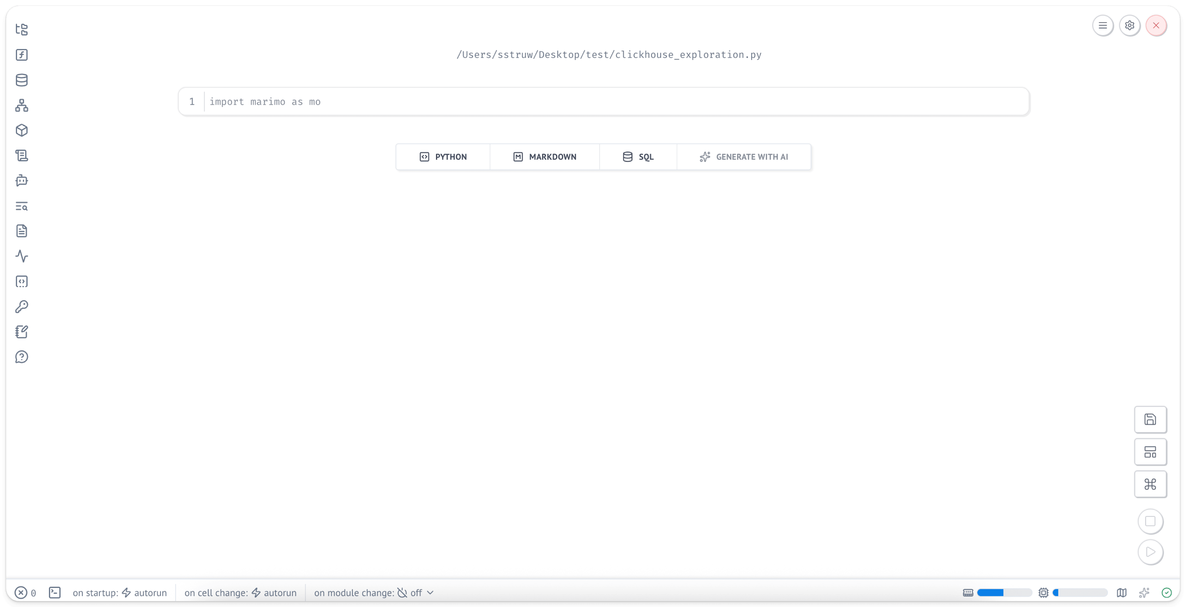 interface do Marimo