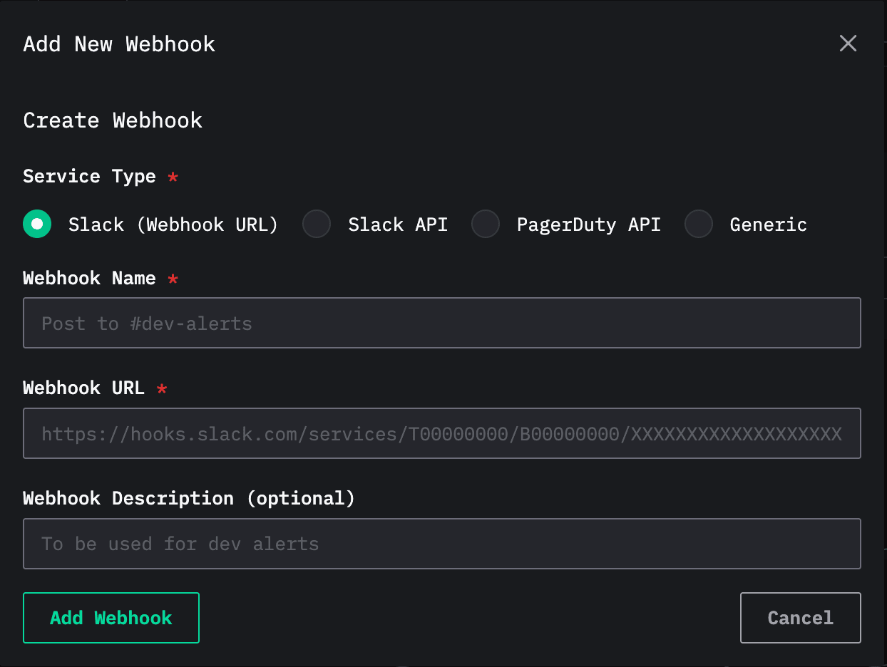 创建 webhook