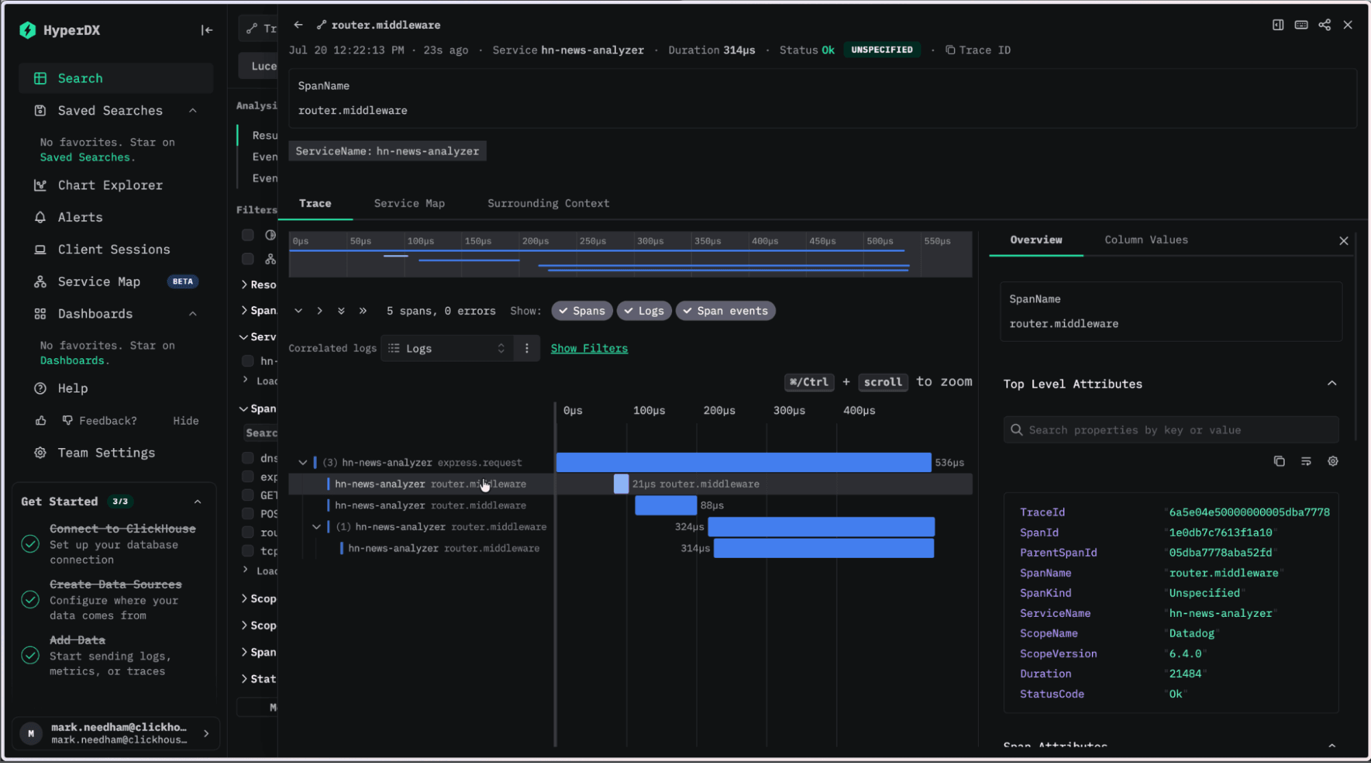 ClickStack 트레이스의 Datadog 2