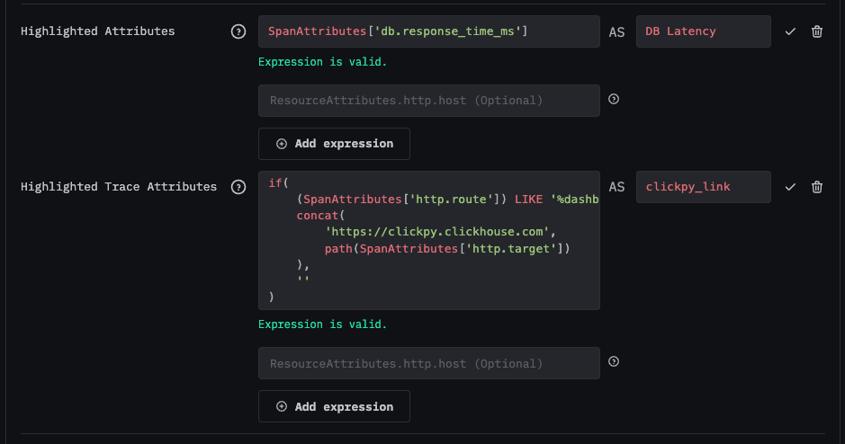 Configuration des Highlighted Attributes