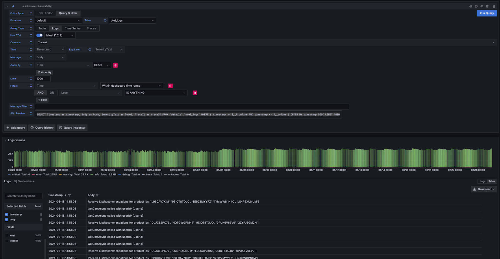 Config des logs du connecteur